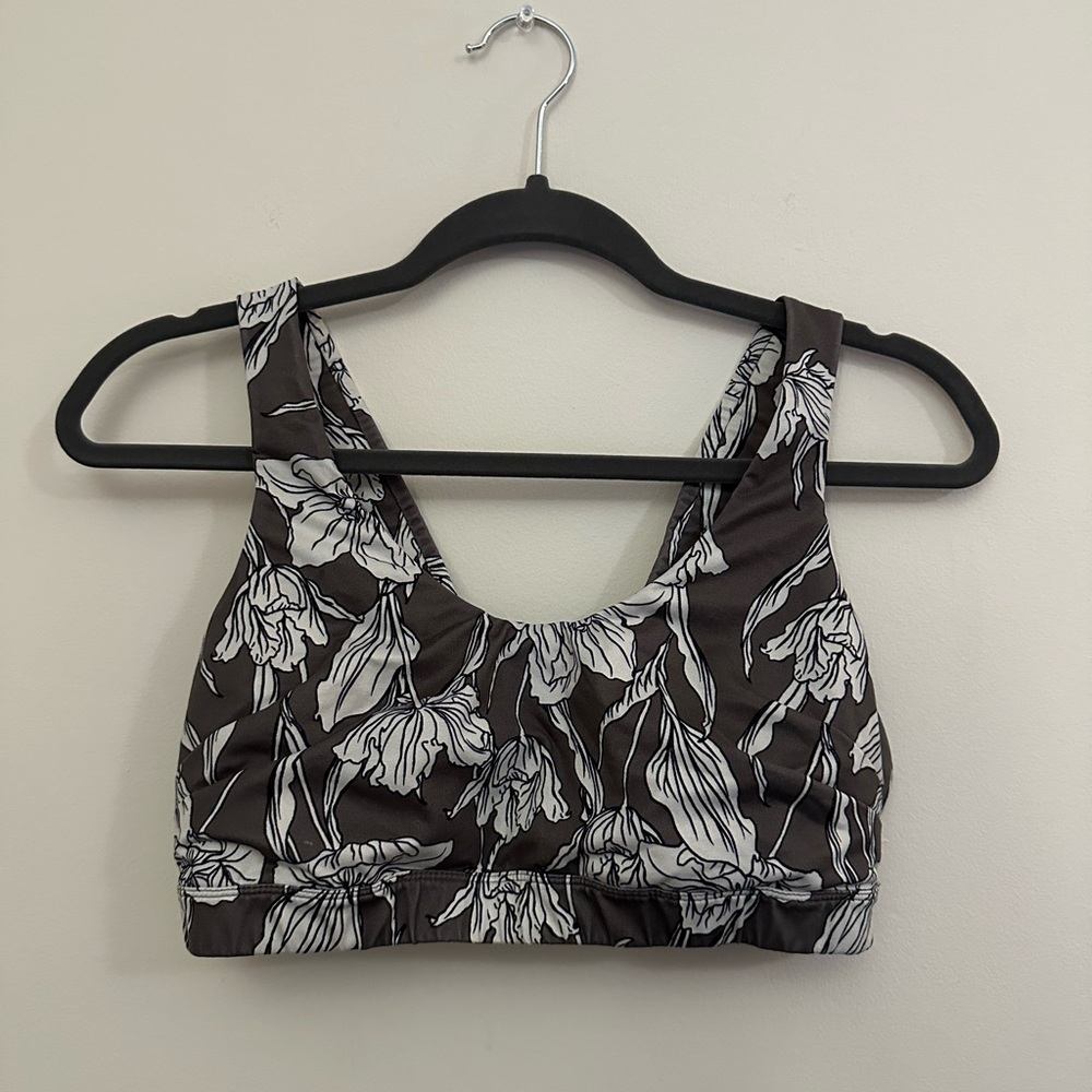 JoyLab Black and White Floral Sports Bra
